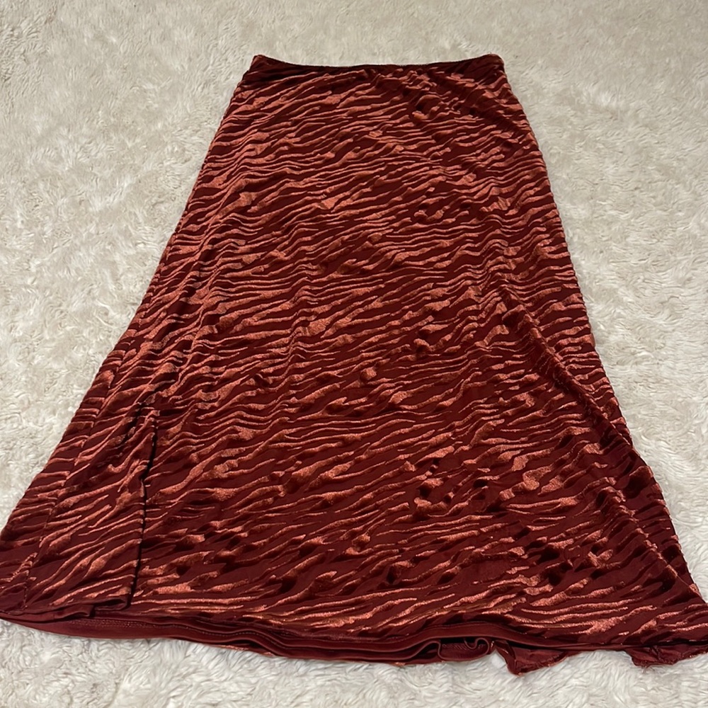 Rust colored velvet skirt